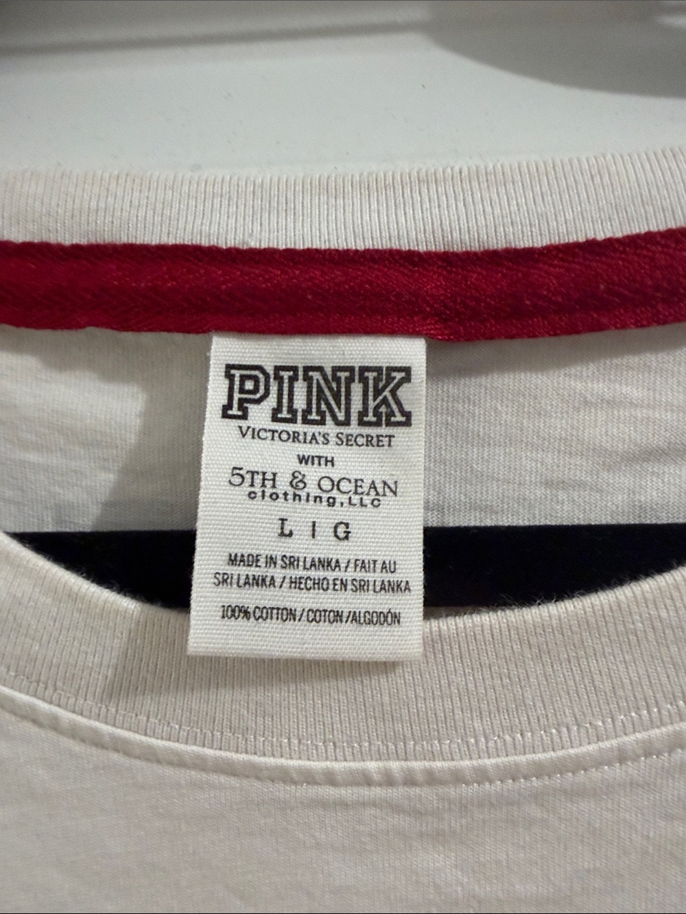 PINK Victoria's Secret White Long-Sleeve Tee with Red OU Logo - Picture 2 of 6